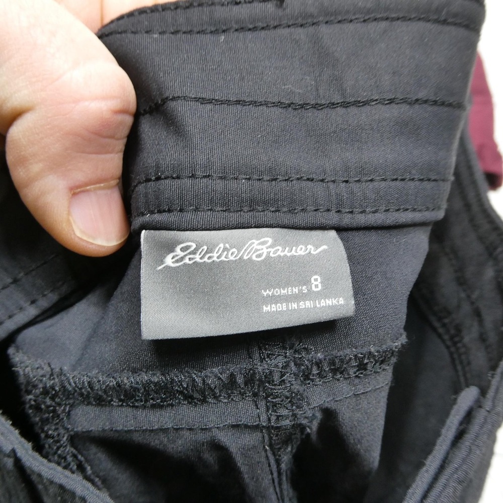 Eddie Bauer Shorts Womens 8 Lot Of 2 Black Burgundy‎ Bermuda Hiking Cuffed - Picture 2 of 13
